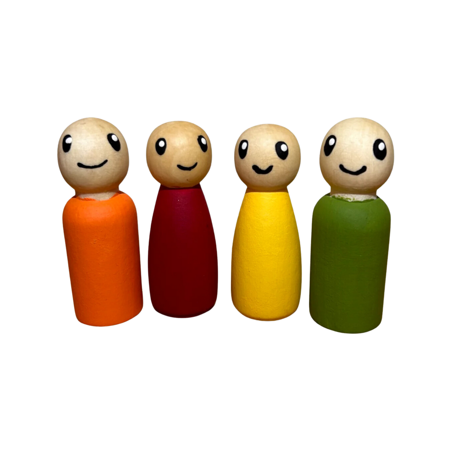 Hand-Painted Wooden Peg People