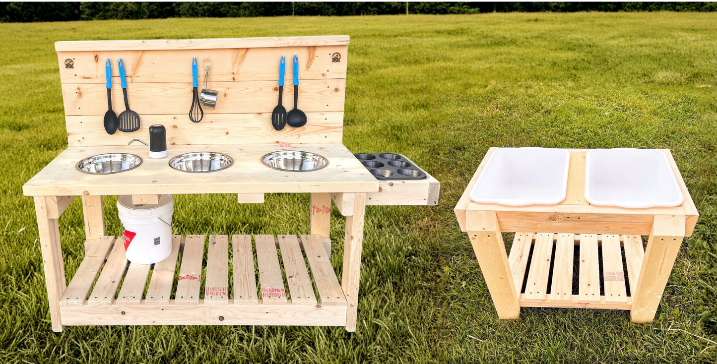 Large Deluxe Mud Kitchen + Sensory Table Bundle