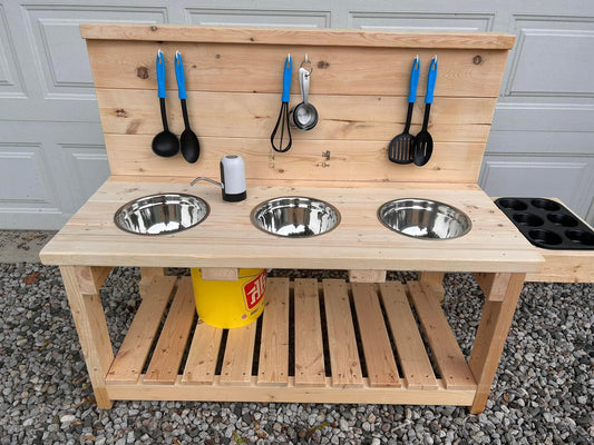 Spruce Large Mud Kitchen with Muffin Tin Add-On and Water Tap