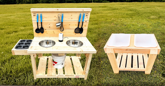 Medium Deluxe Mud Kitchen + Sensory Table Bundle